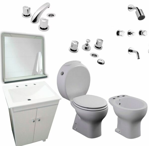 Combo Atuel 3 Baño Completo Ferrum Griferia Fv Vanitory